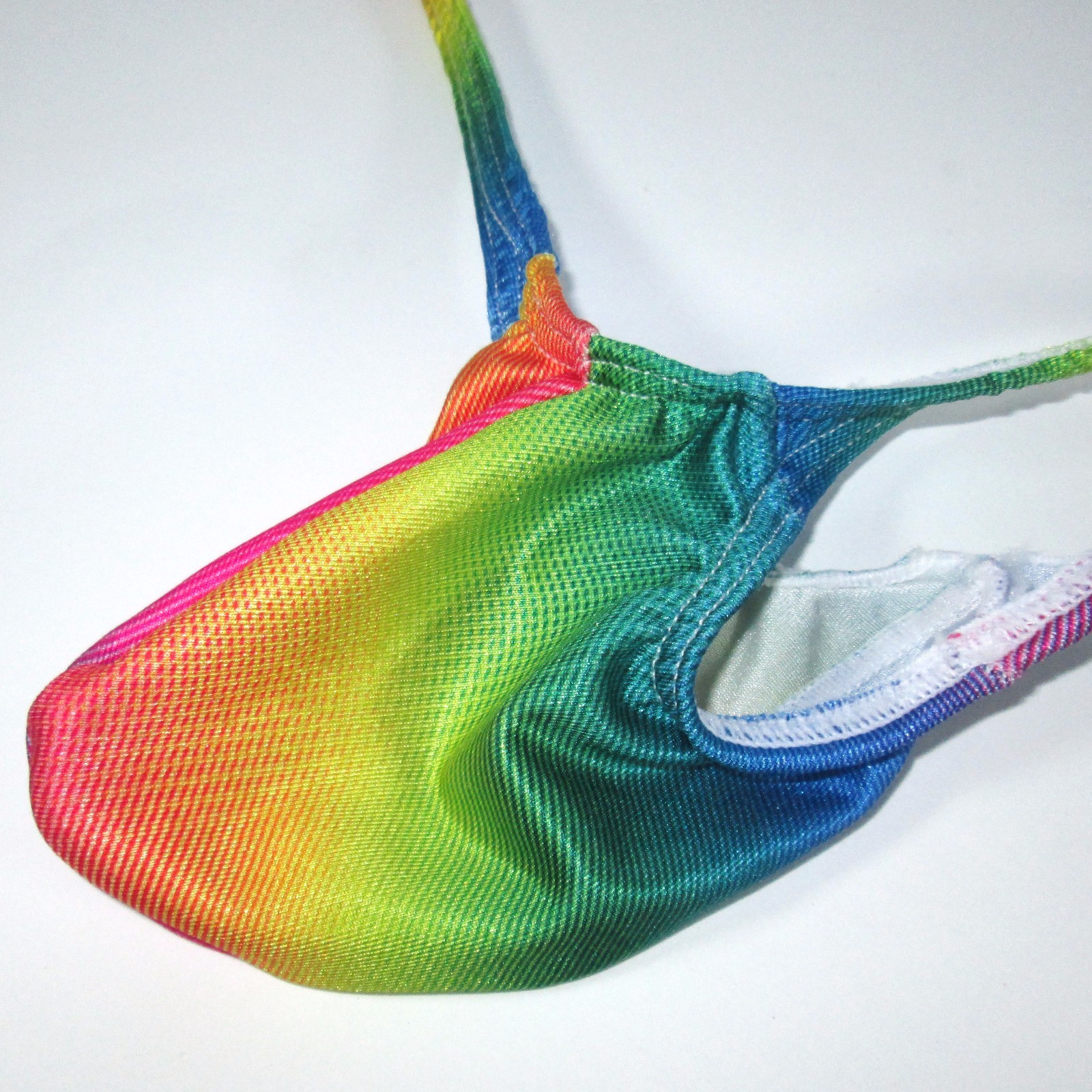 K403 P String Thong Grape Smugglers Contoured Pouch Rainbow Prints Swim fabric