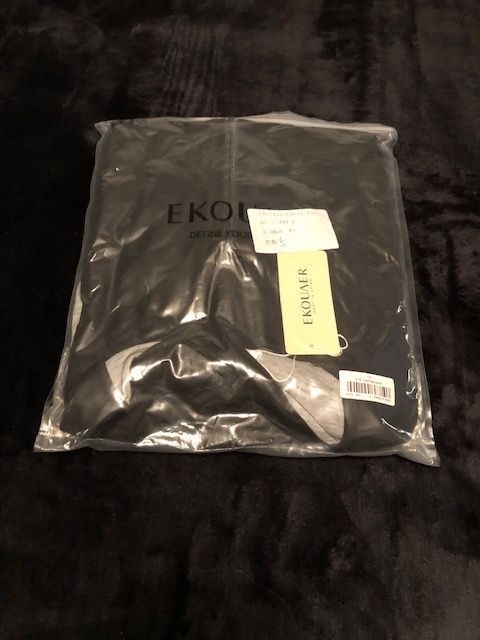 Women’s EKOUAER 3/4 Sleeve Long Robe Nightgown / Black and Gray / Size Large