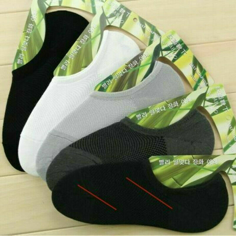 5/10Pairs Men Bamboo No Show Socks Low Cut Sport Casual Sport Solid Nonslip Mesh