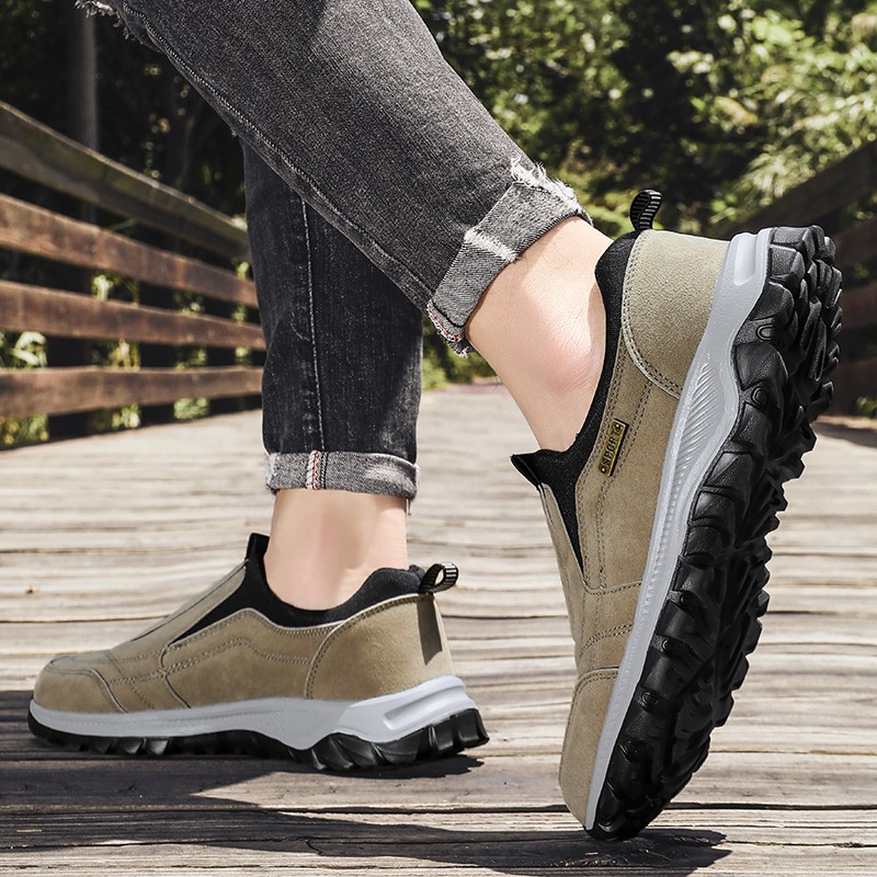 Men’s Slip-On Walking SneakersHiking Orthopedic Slip-On Wide Trail Shoes