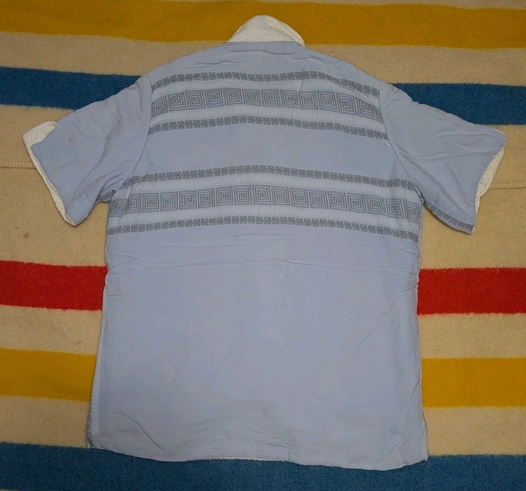 VTG 50s 60s Sun City Casuals Of Miami USA Terry Cloth Aztec Print Beach Shirt L