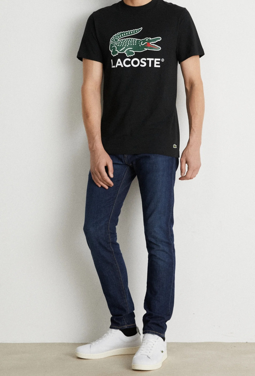 Lacoste Men’s Signature Print Cotton Jersey T-Shirt Black TH1285-51-031
