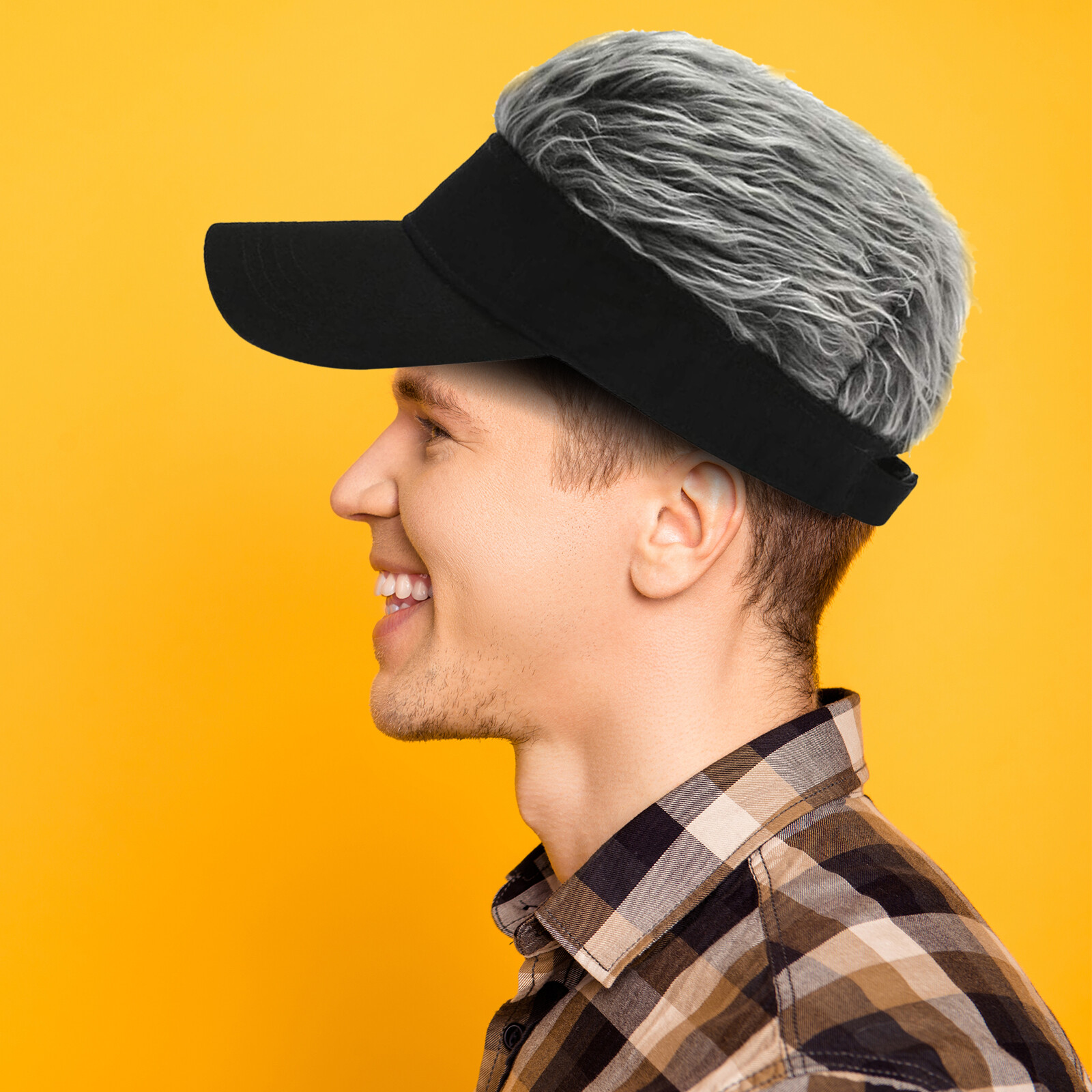 Mens Baseball Golf Hat Cap Sun Visor Wig Hat With Fake Flair Hair Outdoor Sports