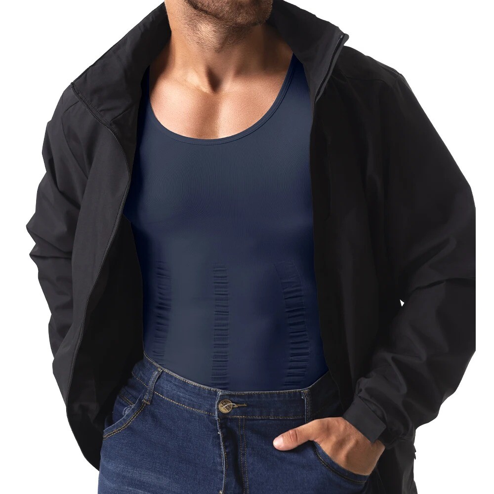 Mens Slimming Body Shaper Tank Top Abdomen Gynomastica Compression Vest Shirt US