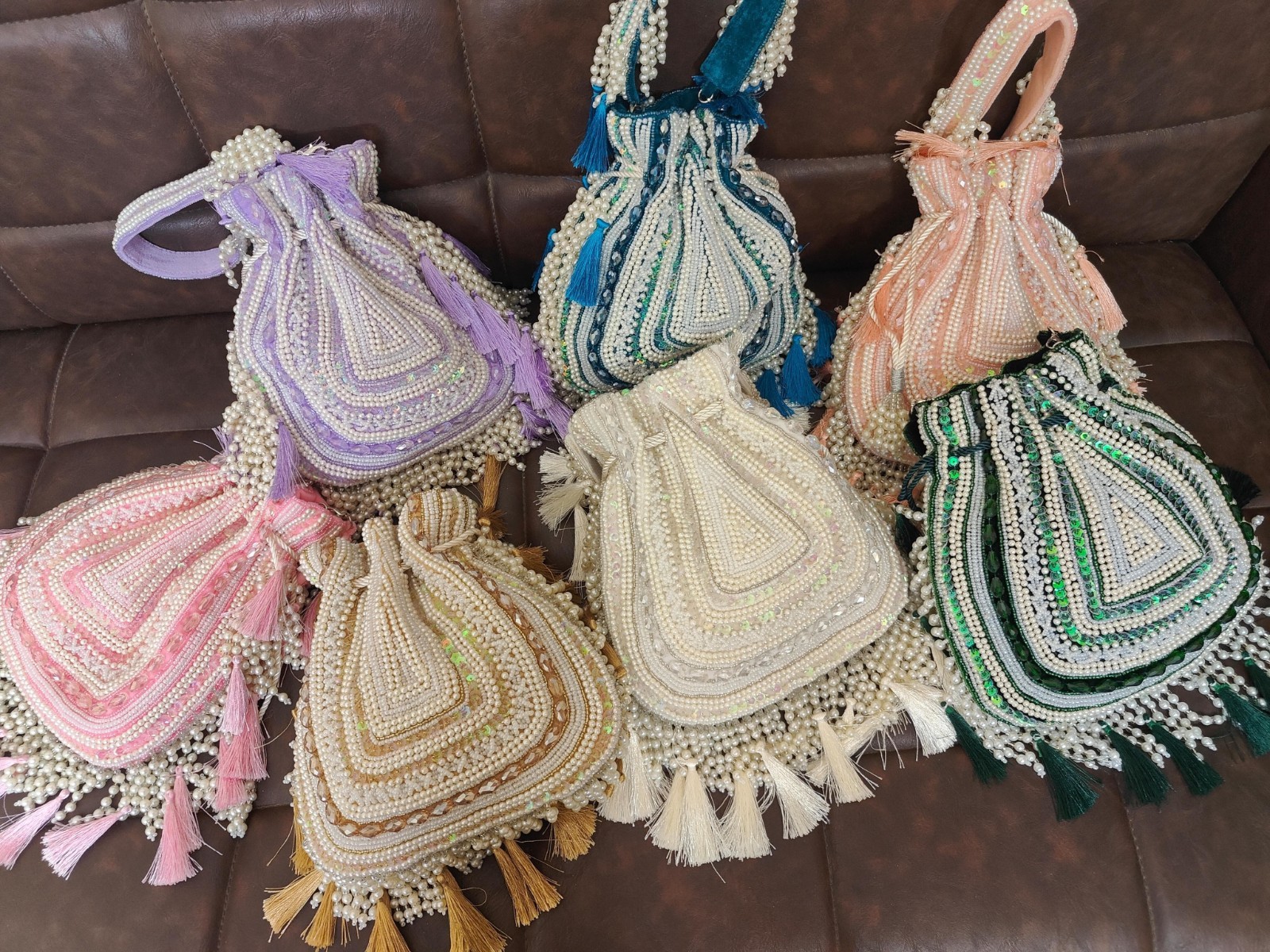 Evening Bag Royal Pearl Tassel Designer Potli Handcrafted Bridal Wedding Handbag