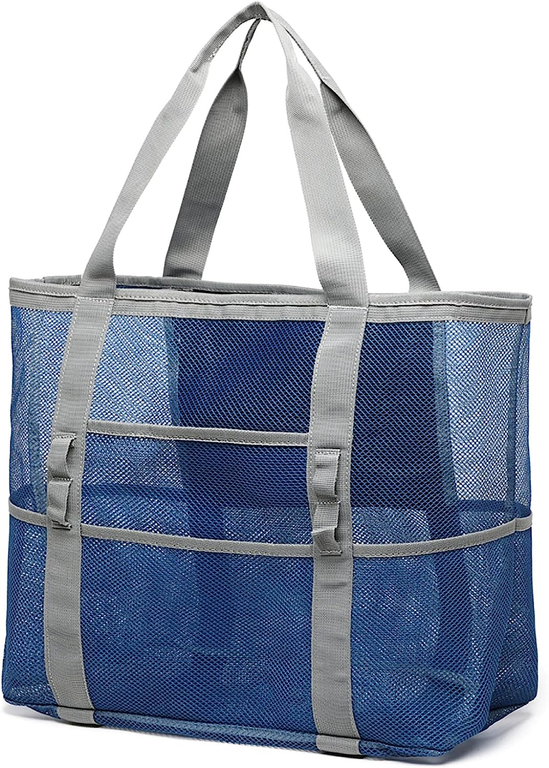 Mesh Beach Bag Family – Large Tote Bag 9 Pockets for Swim Pool Toys Cruise Beach