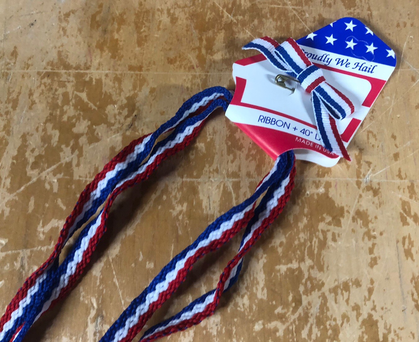 1 Pair Vtg USA Red White & Blue Stripe Shoe Laces Strings 40” Patriotic Shoelace