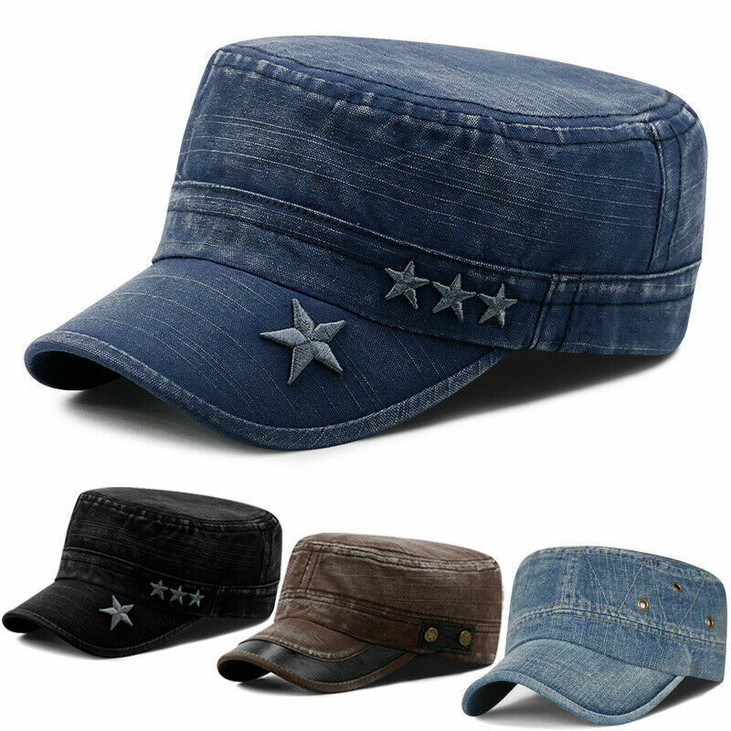 Men Women Denim Flat Cap Golf Visor Baseball Hat Army Sports Cap Sunproof Hat