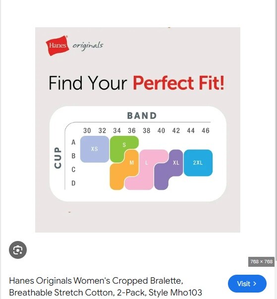New Hanes Originals 2-Pack 95% cotton Bralettes DHO101,MHO102,MHO103 M-2XL