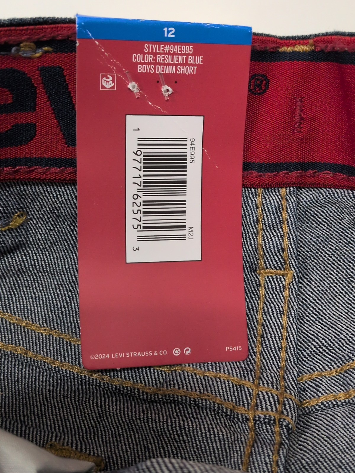 Levi’s 511 Slim Size 12 Regular Boys Denim Shorts Comfort Stretch Adj Waist NWT