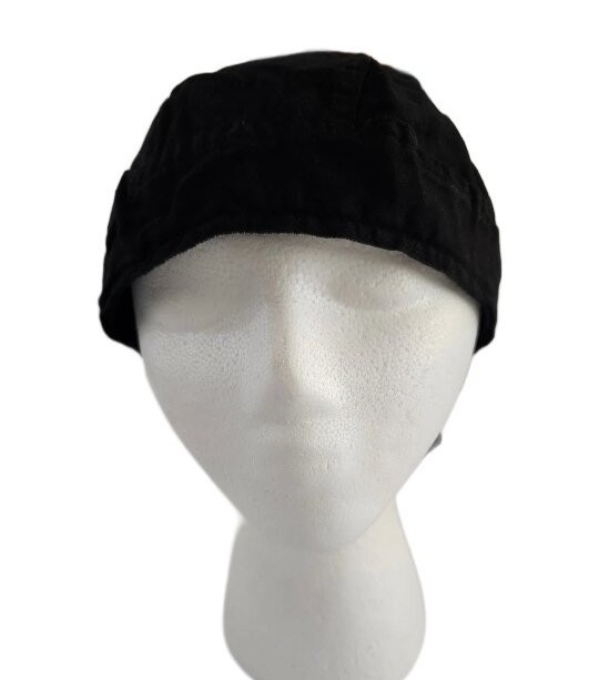 Vega Biker Doo Rag Head Wrap Black Fitted Adjustable Tie Back