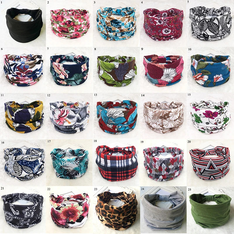 Bohemian Wide Cotton Stretch Headbands Women Headwrap Turban Headwear Bandage