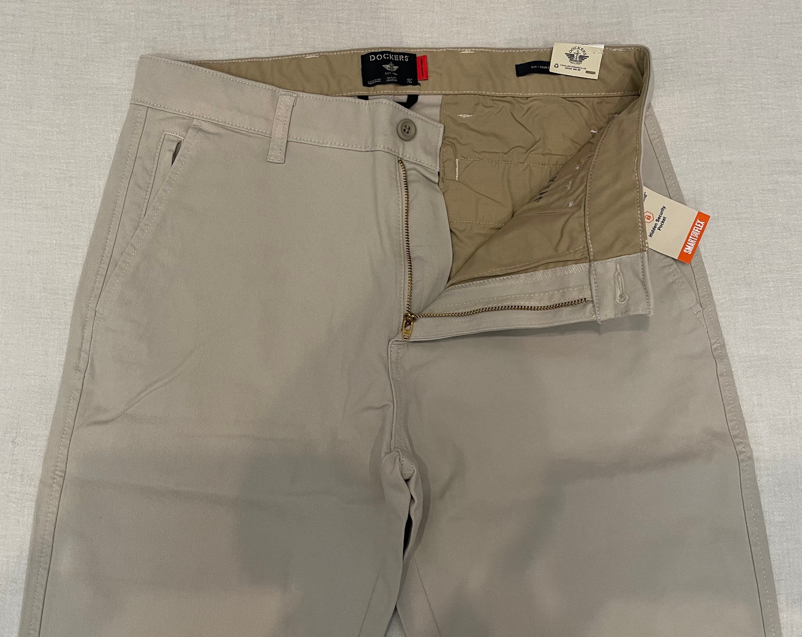 Mens Dockers Ultimate Chino Slim Fit Pants Light Grey Smart 360 Flex 32, 33, 36