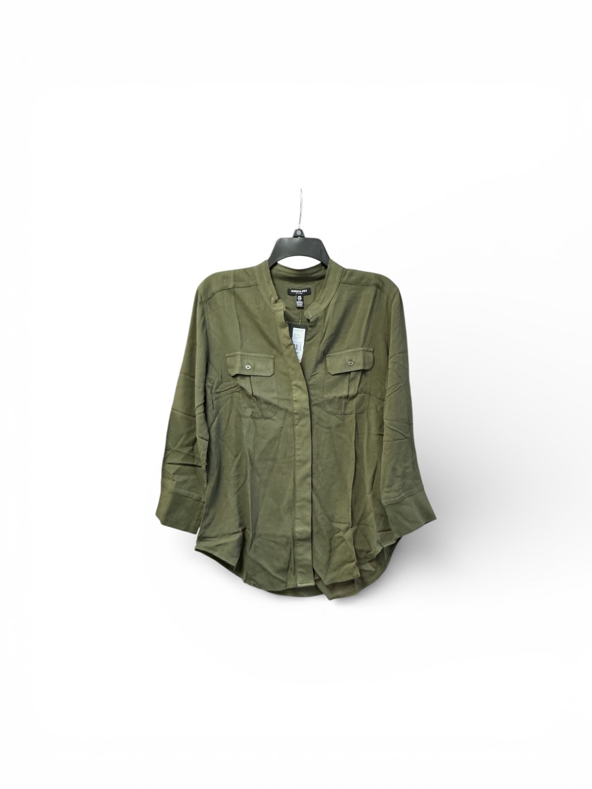 Kenneth Cole New York Women’s Utility Blouse Army Green Button Shirt NWT