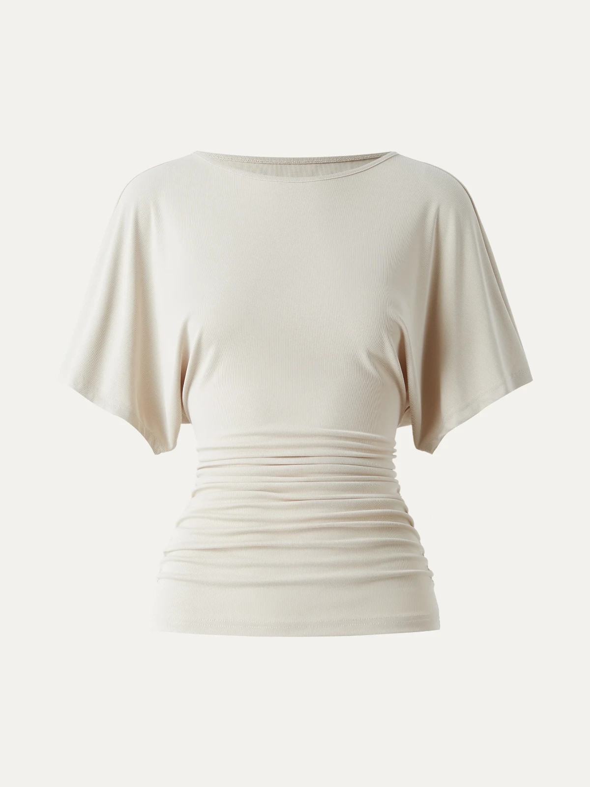 OGL Effortless Boatneck Batwing Sleeve Side Ruched Top,Morning Mist, Freeship US