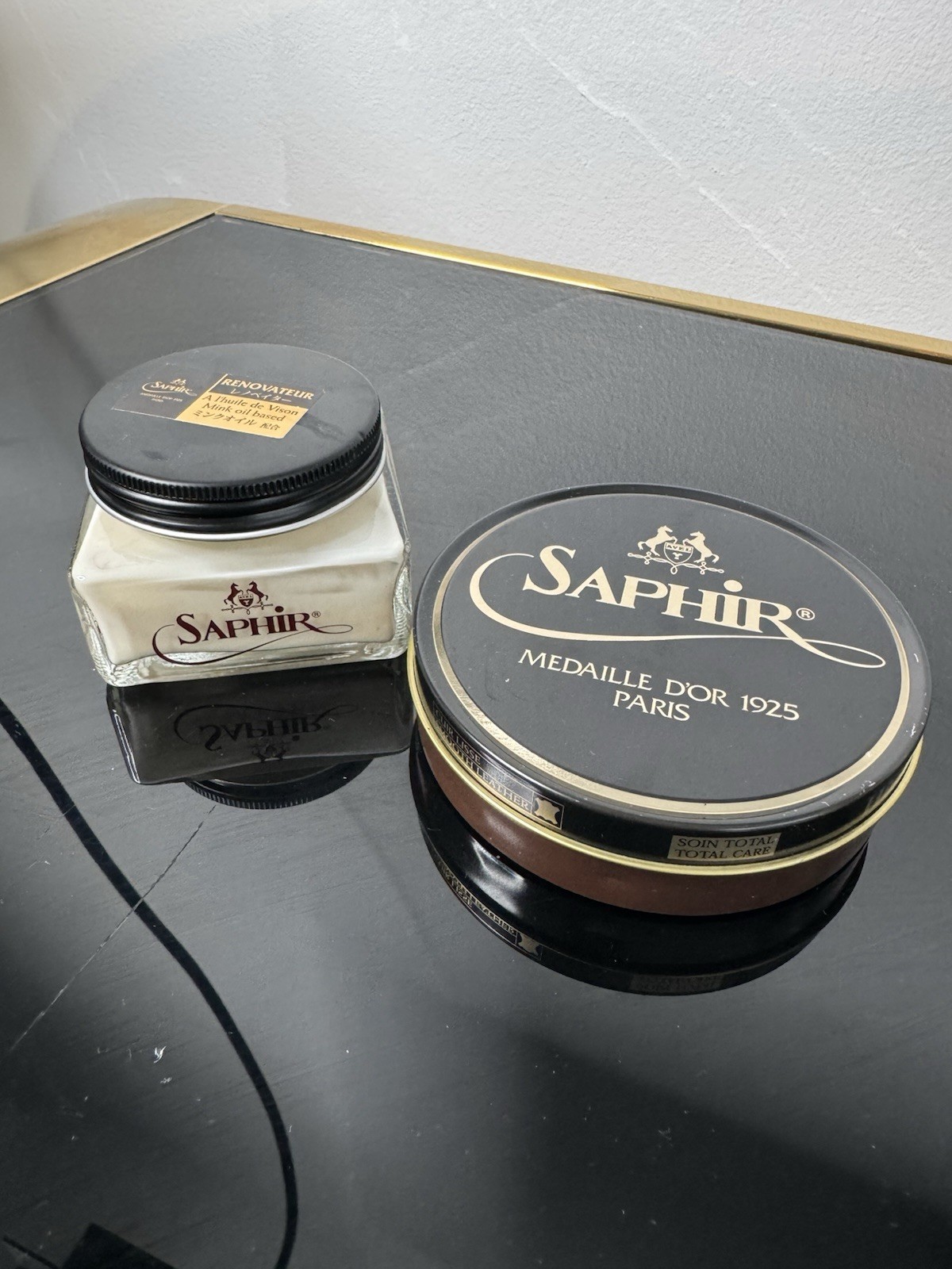 Saphir Medaille d’Or Renovateur 75ml Jar + Glacage Shoe Polish Medium Brown