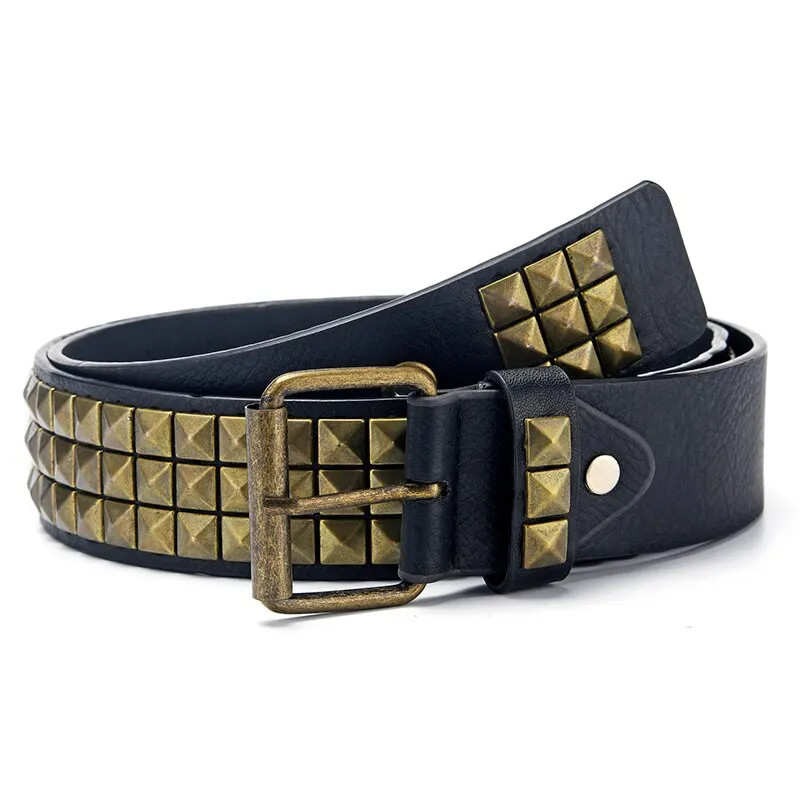 Studded Punk Rock Rivet Belt for Men & Women Pyramid Metal Silver Design USA