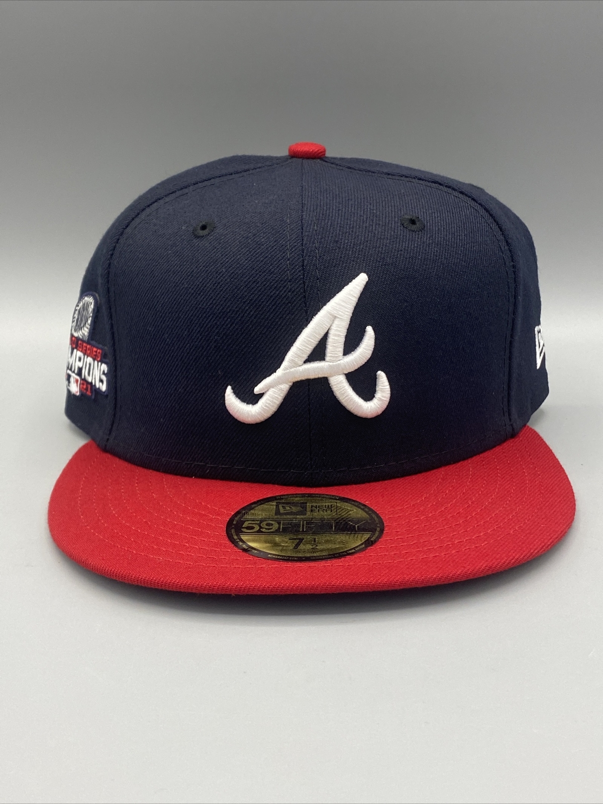 Atlanta Braves World Series 2021 Patch New Era 59FIFTY 2 Tone Fitted Hat 7 1/2