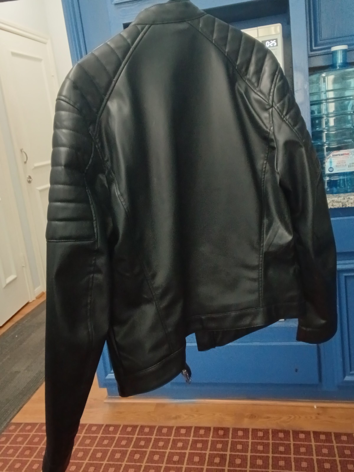 H&M Men’s Black Biker Jacket Full Zip Band Collar Size L Regular Fit