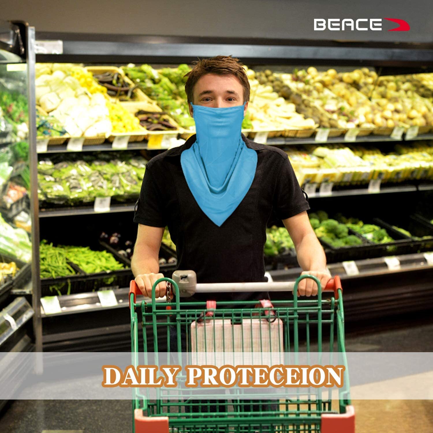 Sun Protection Scarf Face Mask Breathable Face Cover Neck Gaiter with Ear Loops