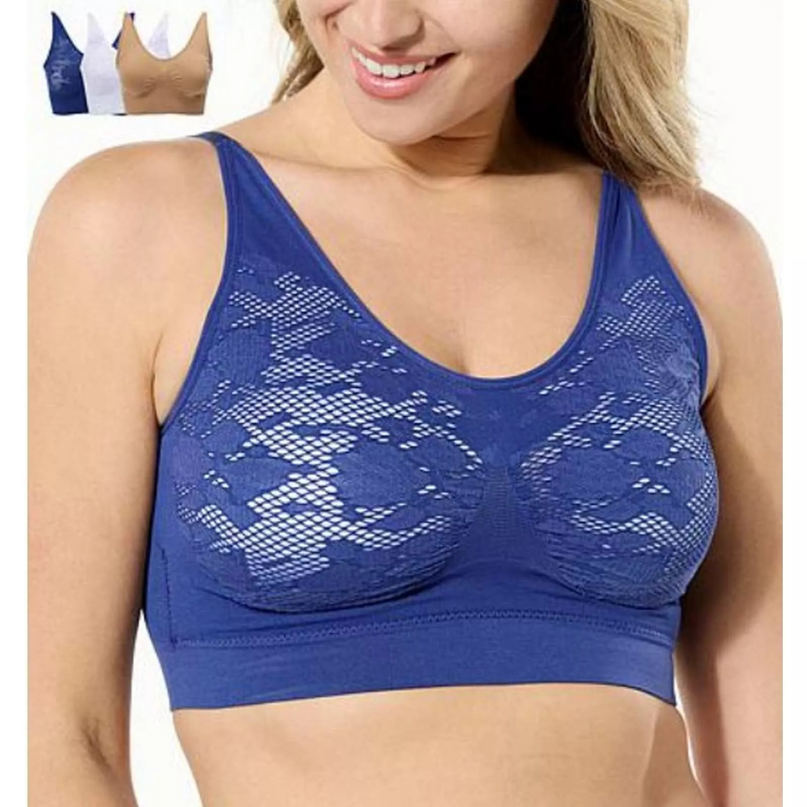 Rhonda Shear 3 Pack Ahh Bra with Adjustable Straps, Multi, Size – XL