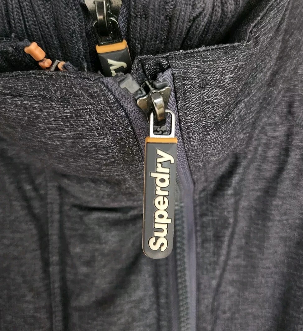 SUPERDRY WINDCHEATER MENS UK SIZE MEDIUM CHARCOAL GREY & ORANGE COAT