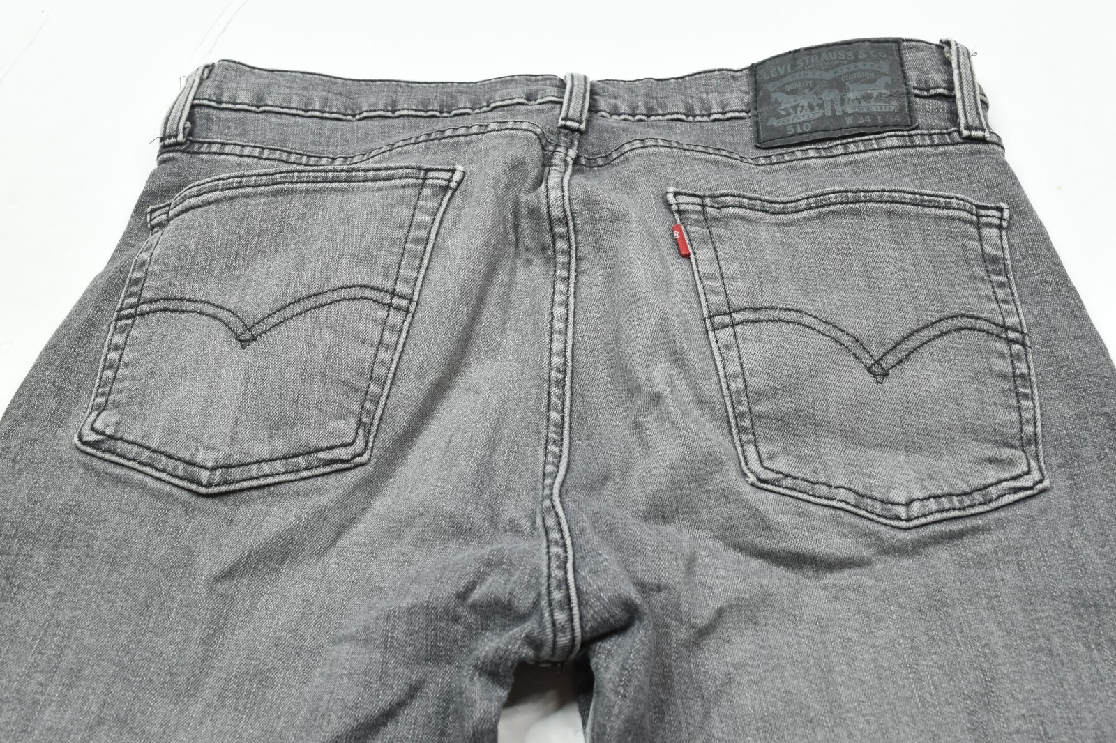 Levis 510 Jeans Mens 34×34 Black Faded Skinny Fit Tapered Leg Cotton Denim