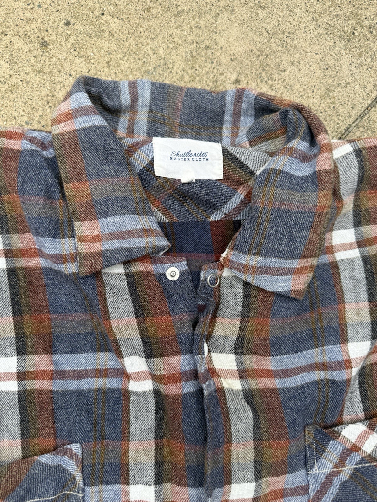 shuttle notes master cloth plaid linen cotton shirt size 4 (XL) made in Japan