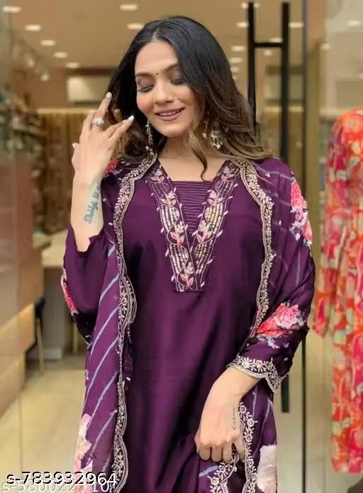 Indian Readymad Party Festive Wedding Rayon Kurta Kurti Pant Set for Women’s