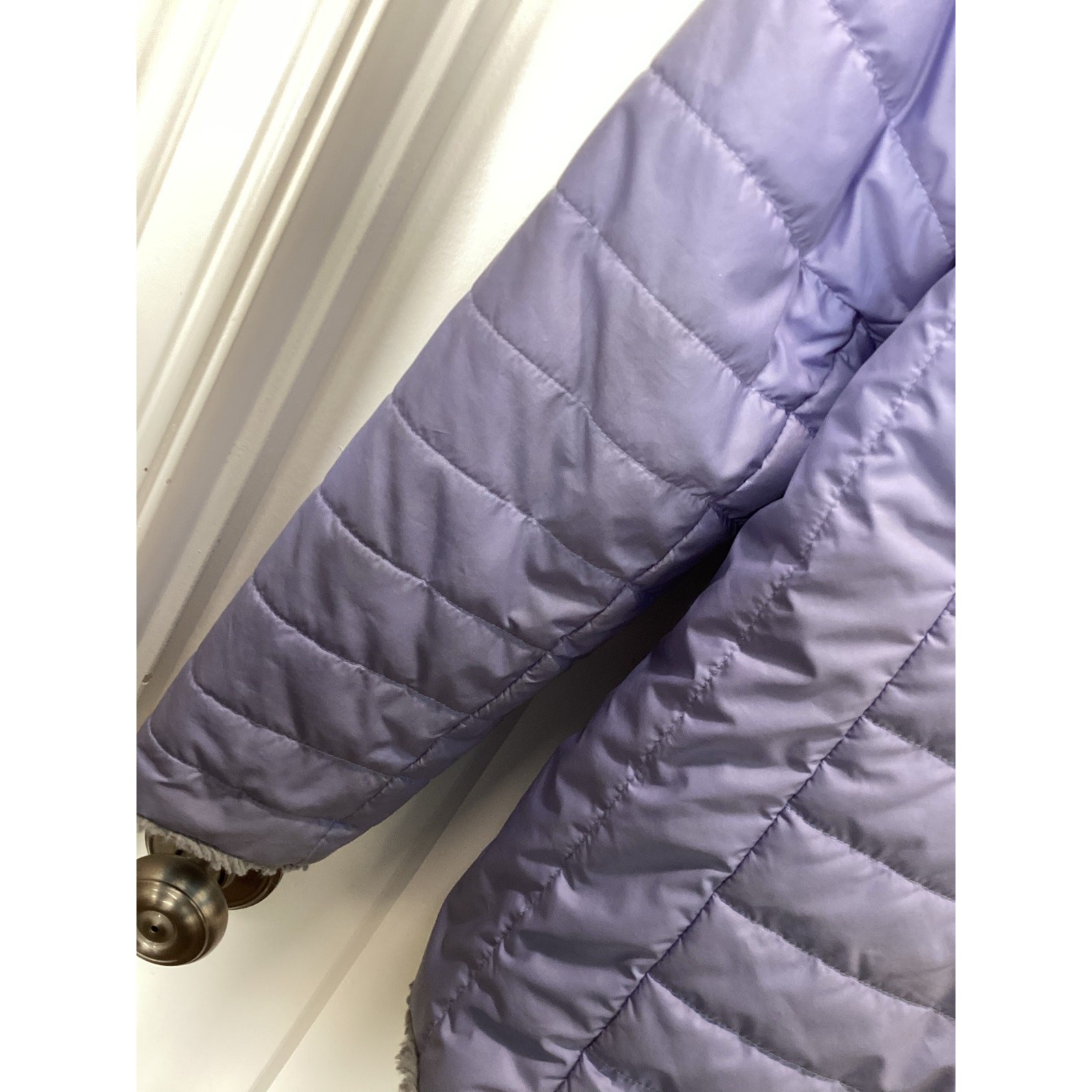 The North Face Girl’s Reversible Mossbud Swirl Parka Jacket Purple Size Large