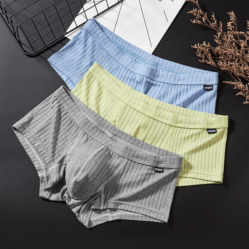 Men’s Sexy Underwear Low waist Briefs U Pouch Boxers Striped Shorts Underpants