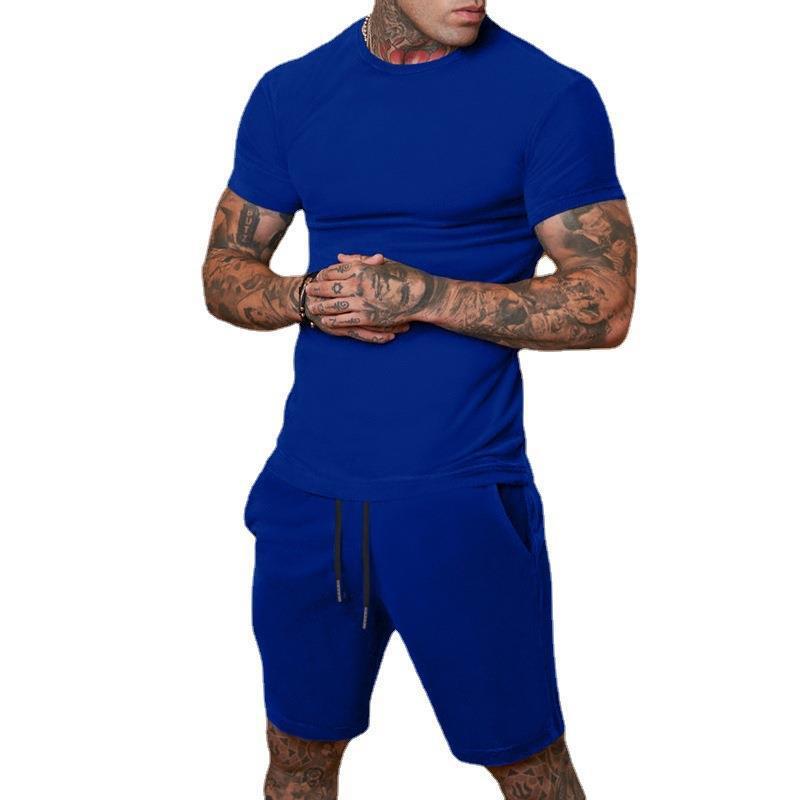 Men’s Summer Outfit 2-Piece Set Sweatsuit Short Sleeve T Shirts & Shorts Set Hot