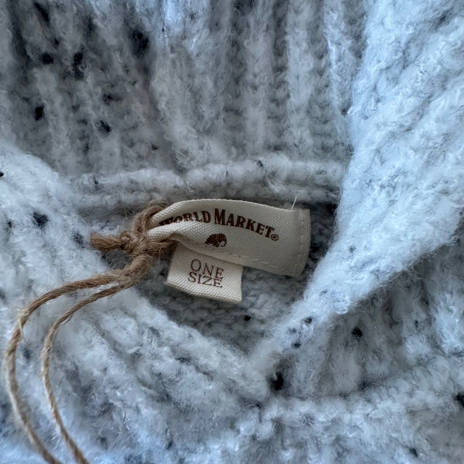 NWT World Trade Market Cable Knit Poncho Lagenlook Boho Cream Gray One Size
