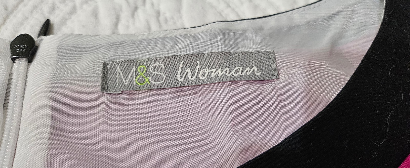 Womens Dress Marks & Spencer Size UK 16, Black/ White/Fuchsia, Fully Lined, New