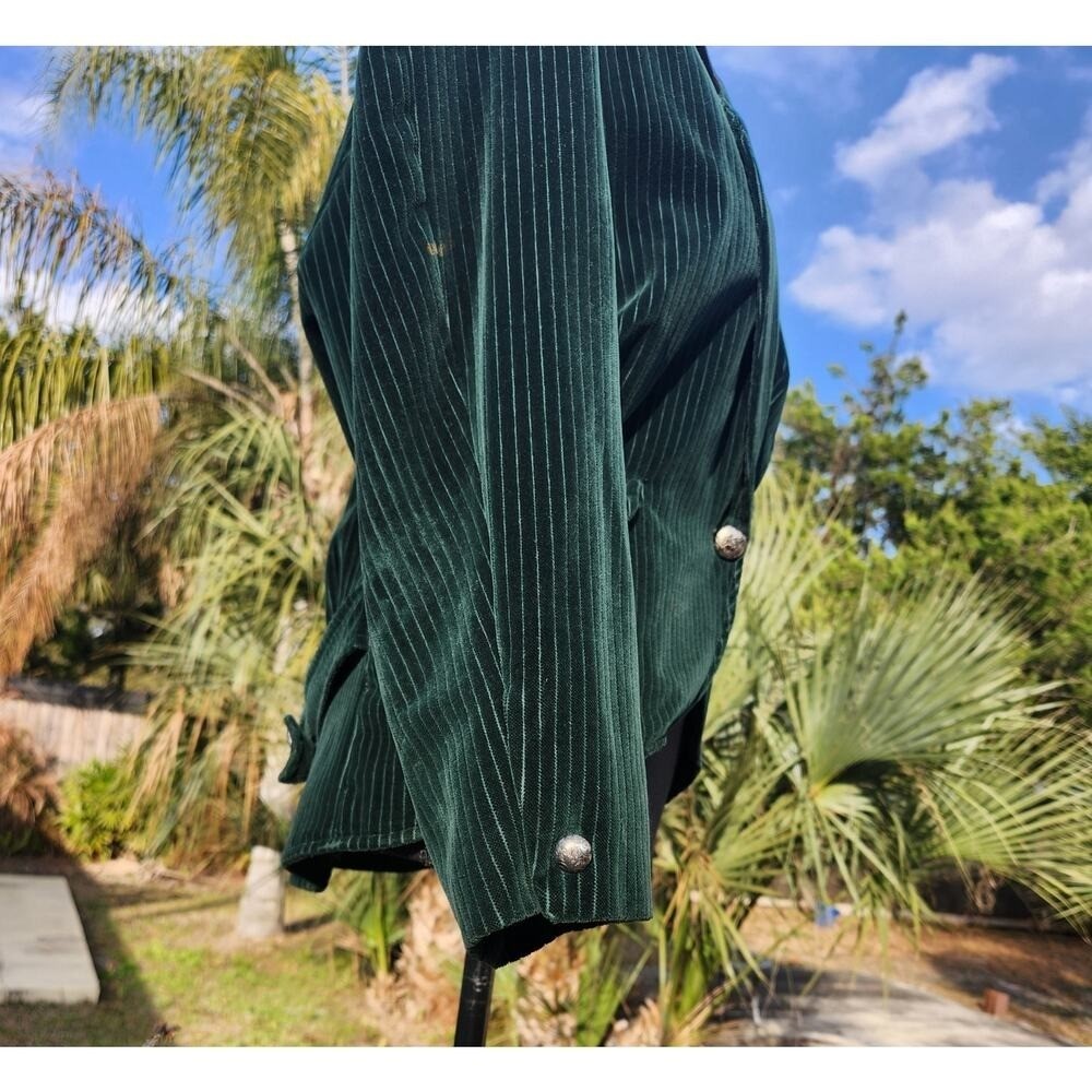 Green Costume Women Caroler Victorian Steampunk Peplum Velvet Corduroy large 40