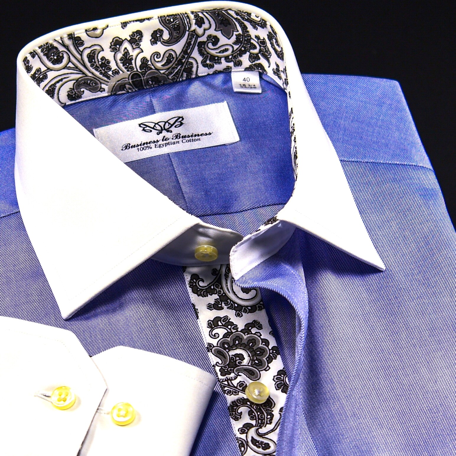 Blue La Plata WInchester Designed Formal Business Dress Shirt Single Cuff Boss