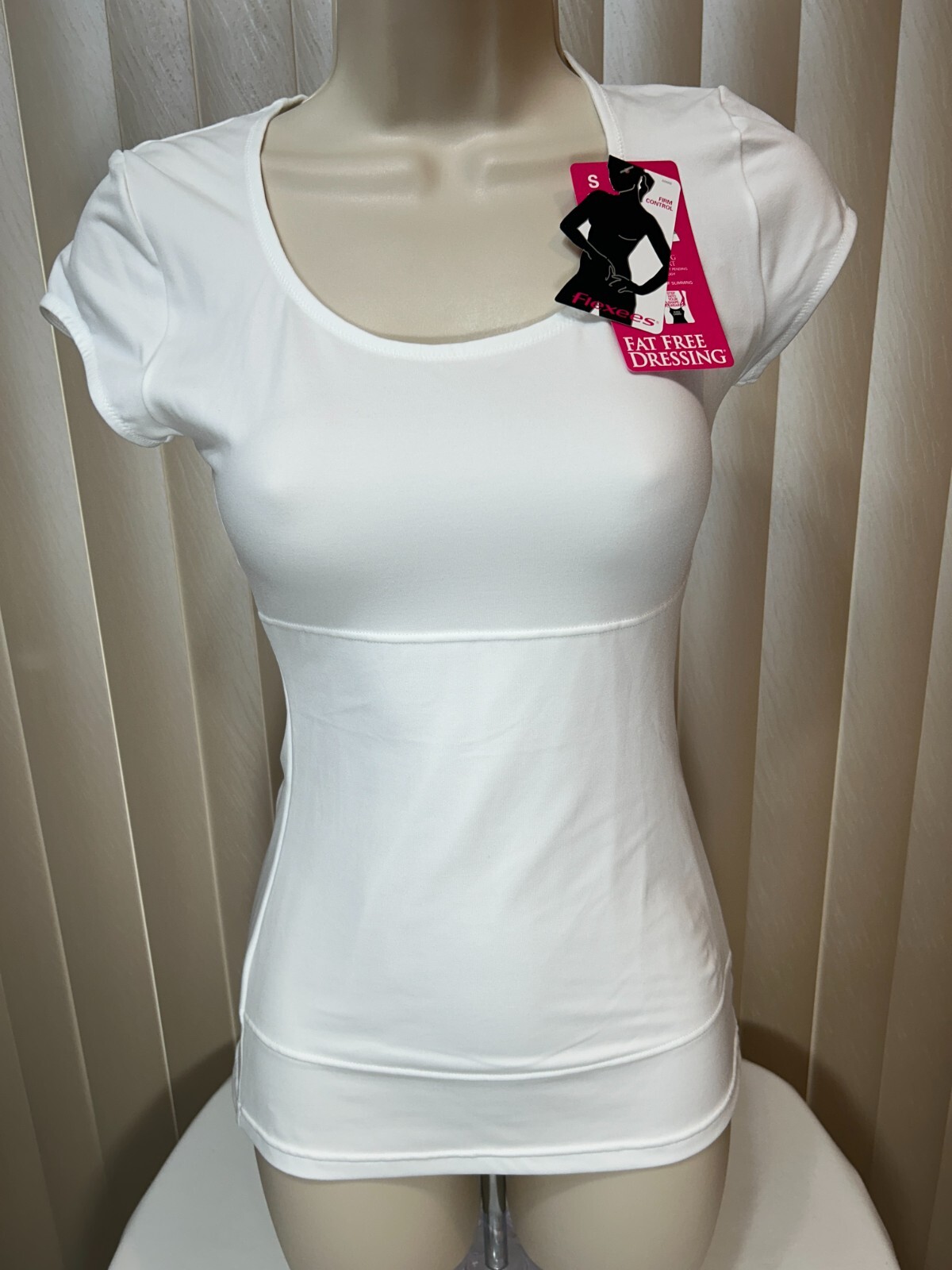 Maidenform Flexees Shaper Knit T Shirt Firm Control S Instant Slimmer White #5