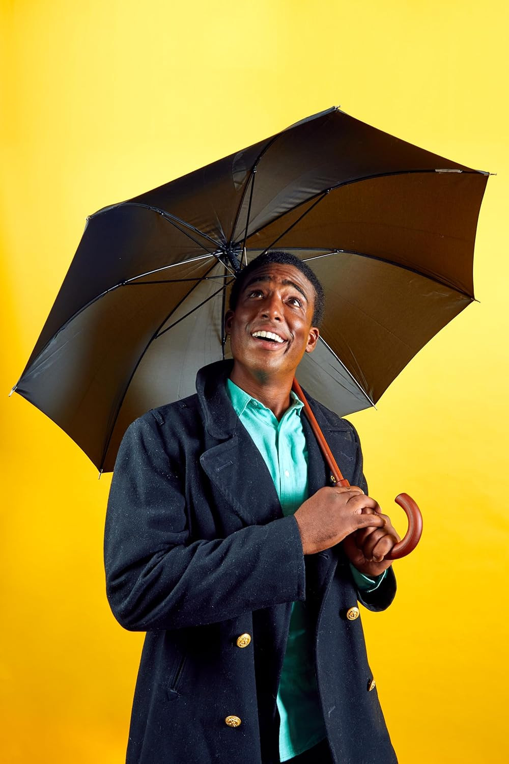 Eco-Friendly Auto Open Umbrella with Classic Wooden J Handle – Easy Grip