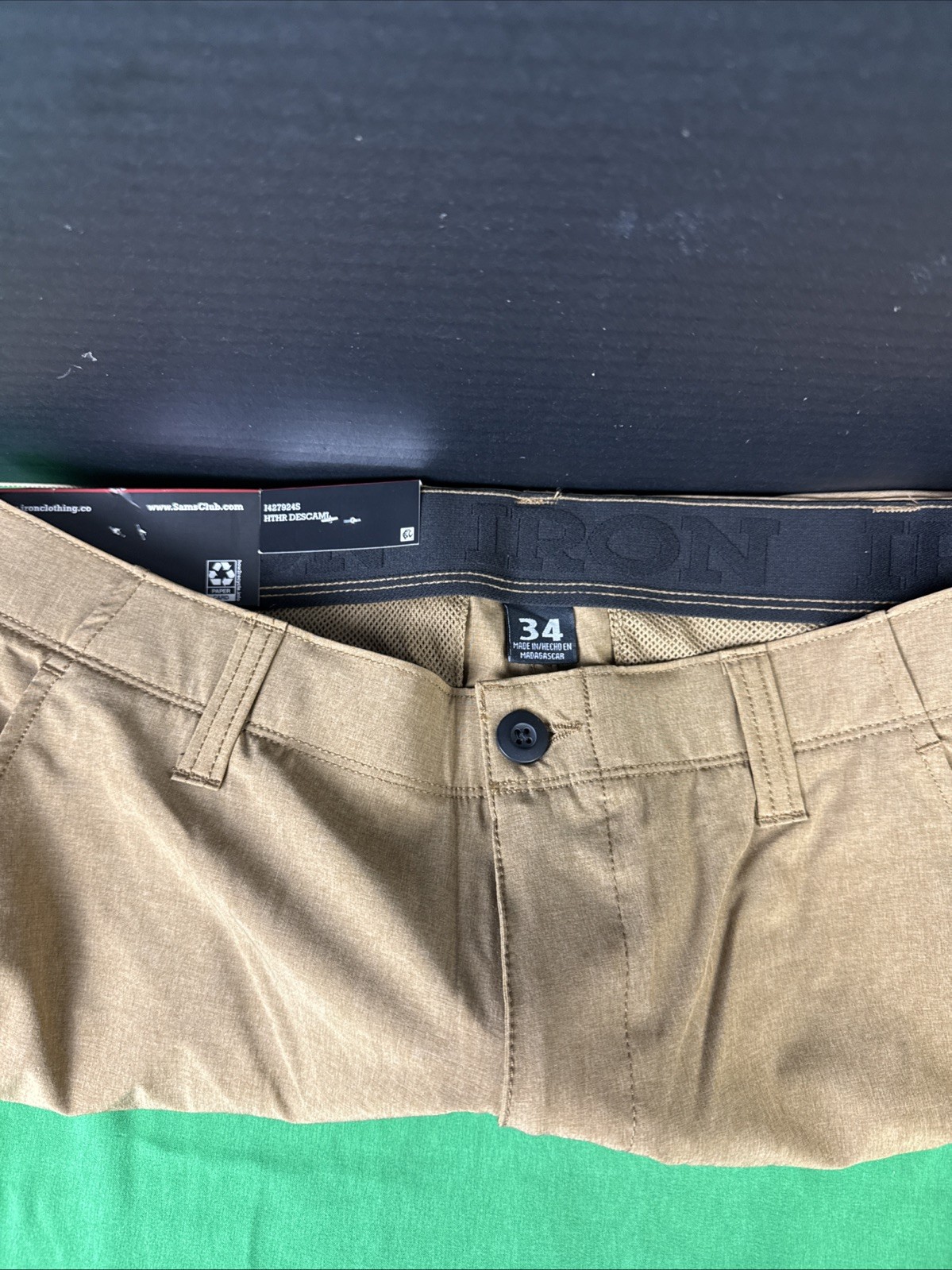 Iron Co Men’s Stretch Tech Short Size 34 Camel