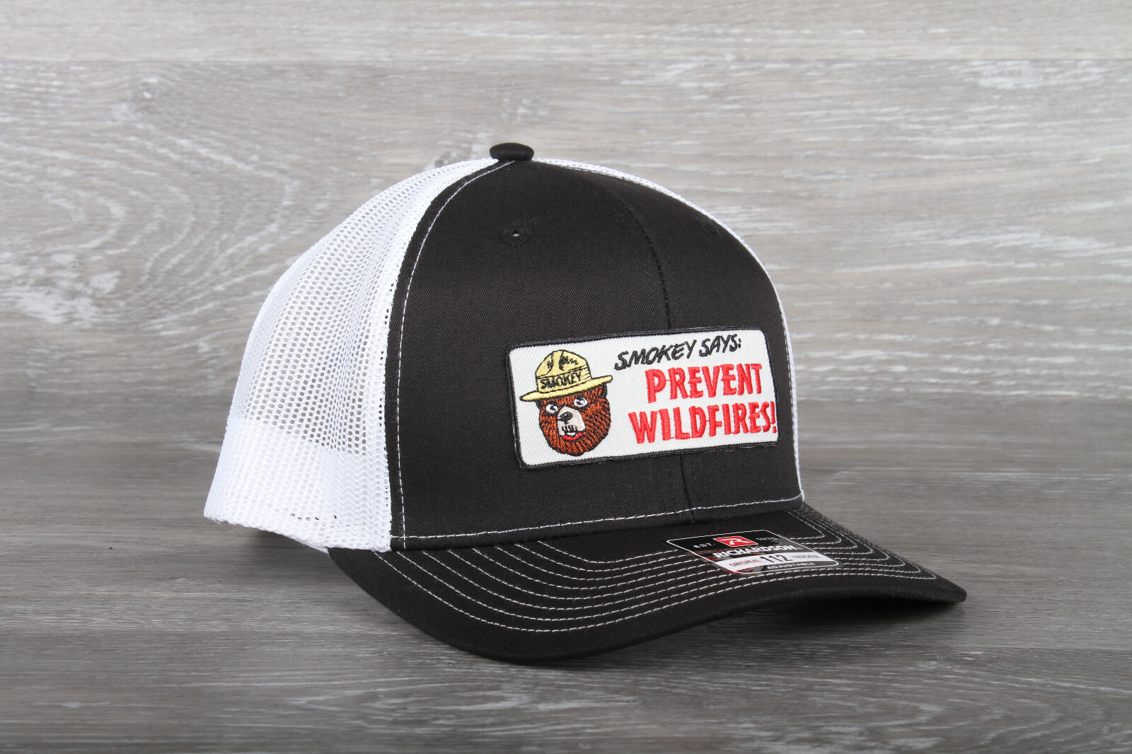 Vintage Smokey the Bear Prevent Wildfires Patch on a Richardson 112 Trucker Hat