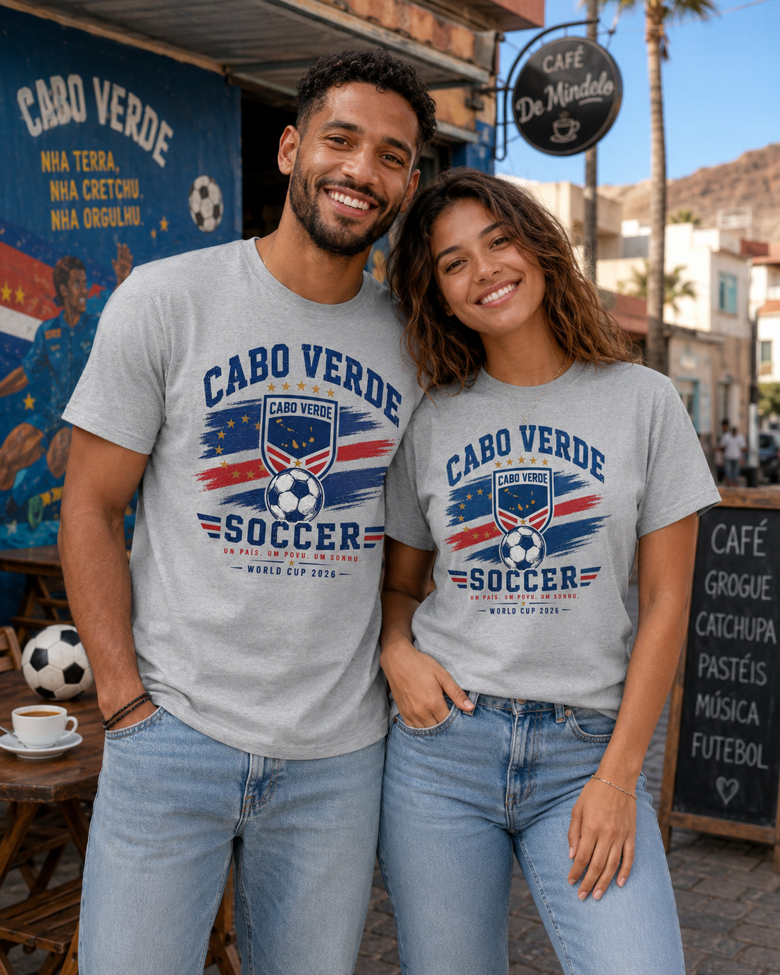 Cape Verde Flag Verdean Day Football Mens Light Cotton T-Shirt