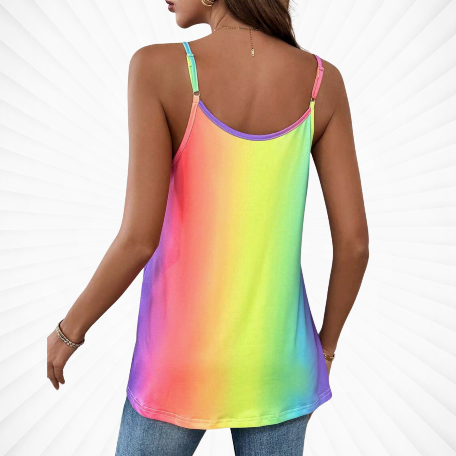 Womens Rainbow Stripe Tank Top Colorful Pride Festival Party LGBTQ