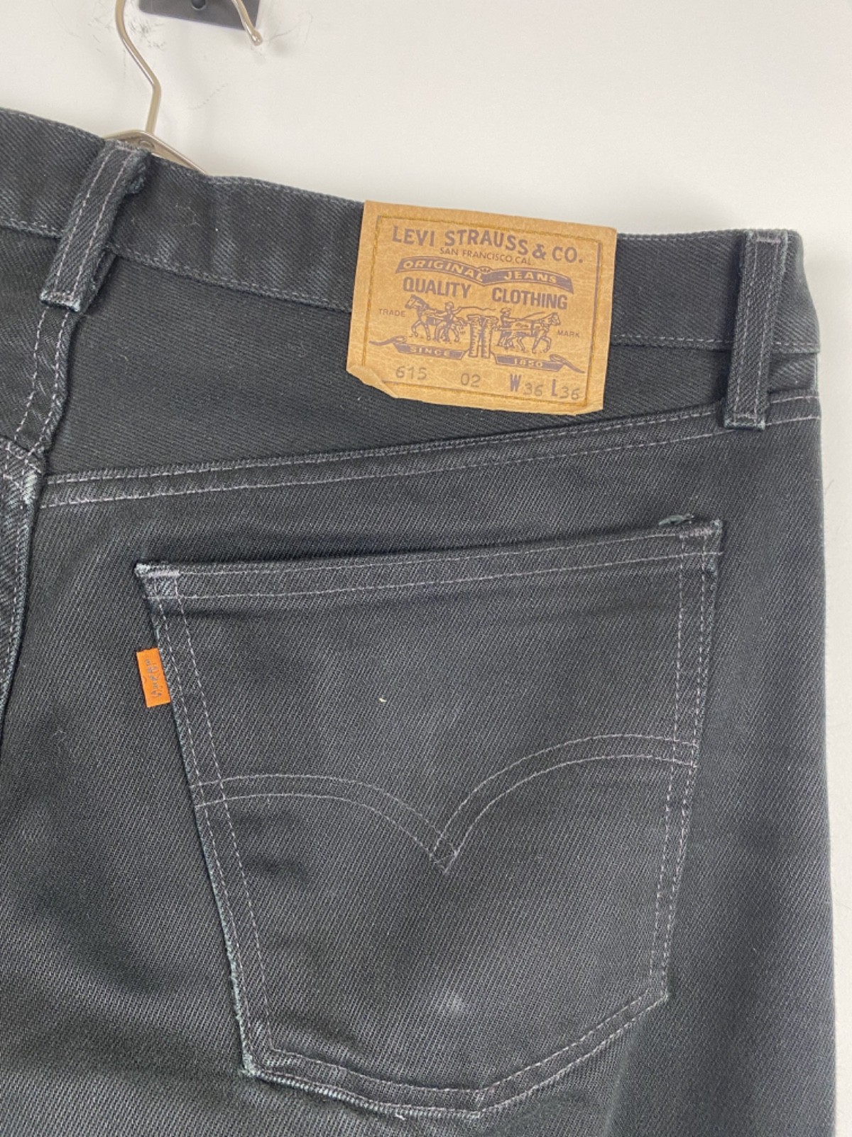 Levi’s 615 Orange Tab Black Jeans W36 L36 Made in USA Vintage Y2K