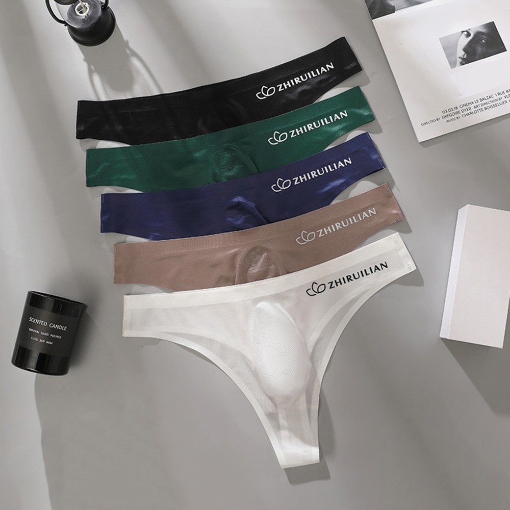 Men Sexy Seamless Briefs Thong Underwear Low Waist Comfortable Thin Underpant US