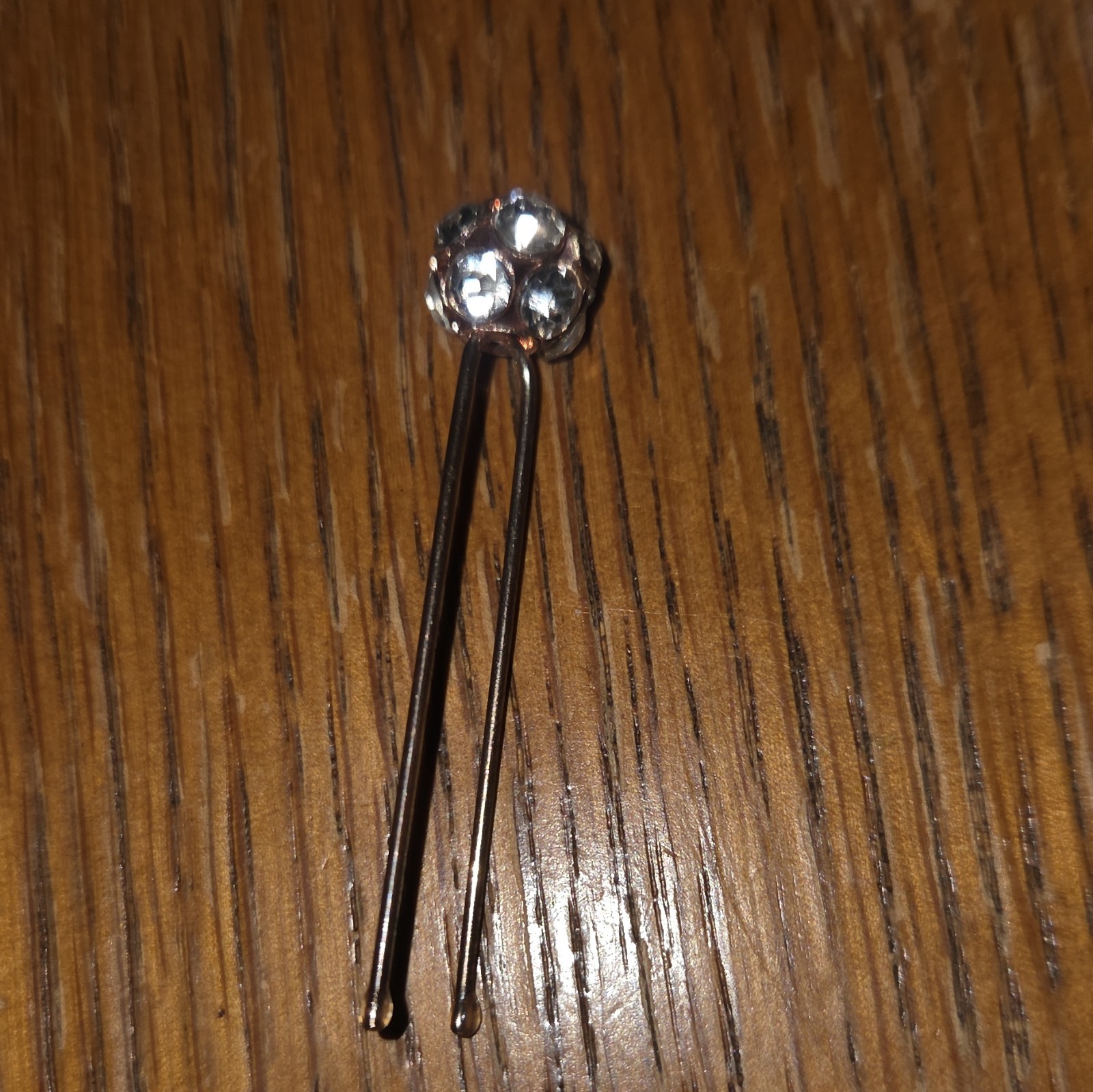 Rhinestone Flower Hair Pins, Silver Tone Metal, 2pc, Women/Unisex All Hair