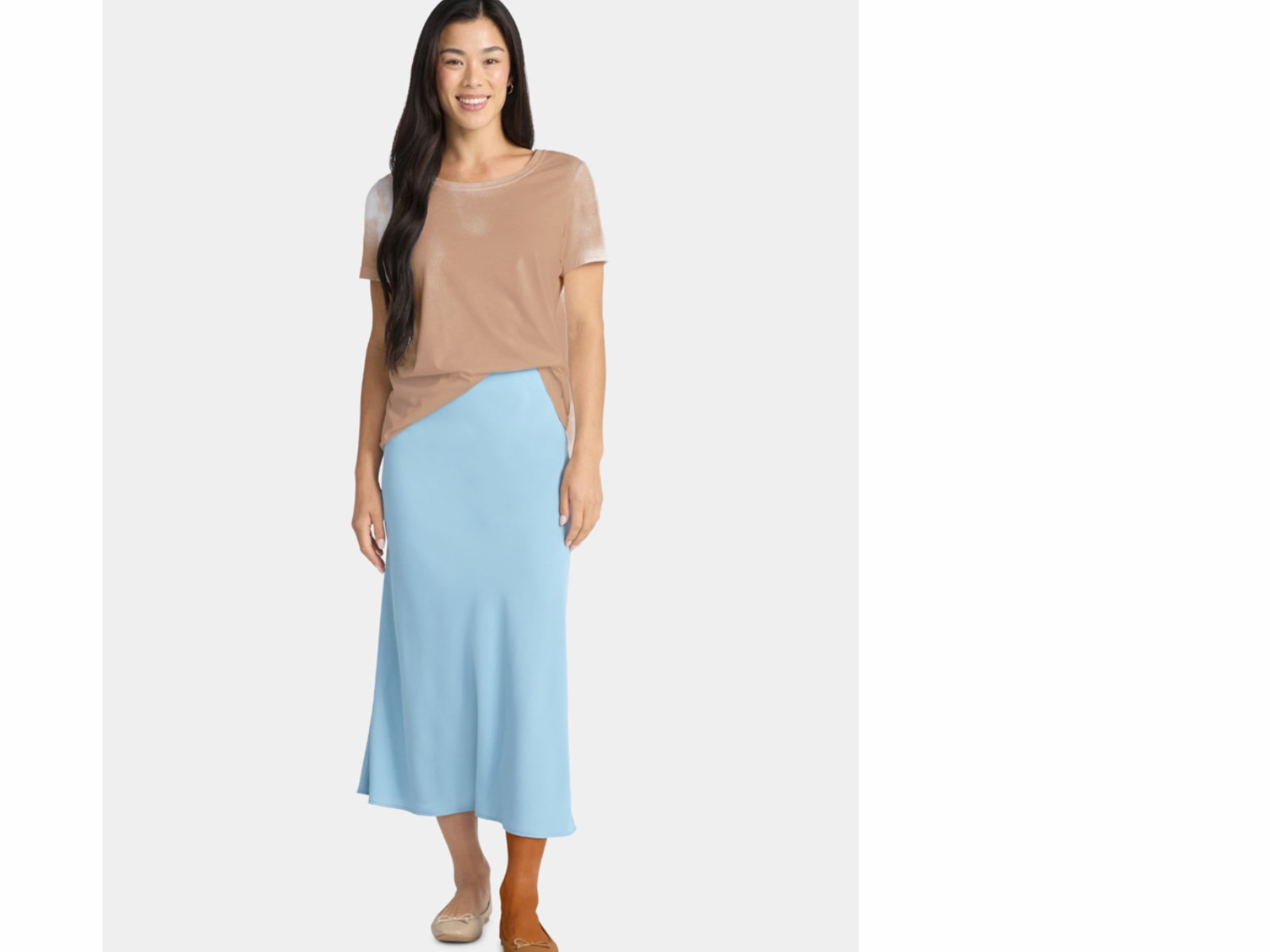 NWT Time and Tru Women’s Midi Pull On Blue Slip Skirt Size S M L XL XXL XXXL