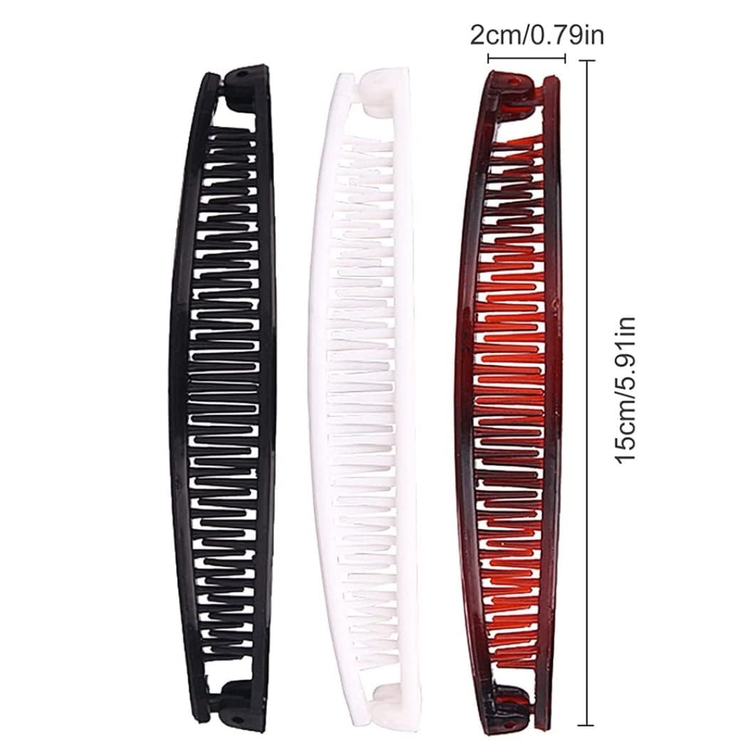 3Pcs Hair Clips Vintage Clincher Combs Banana 1 Count (Pack of 1), Black