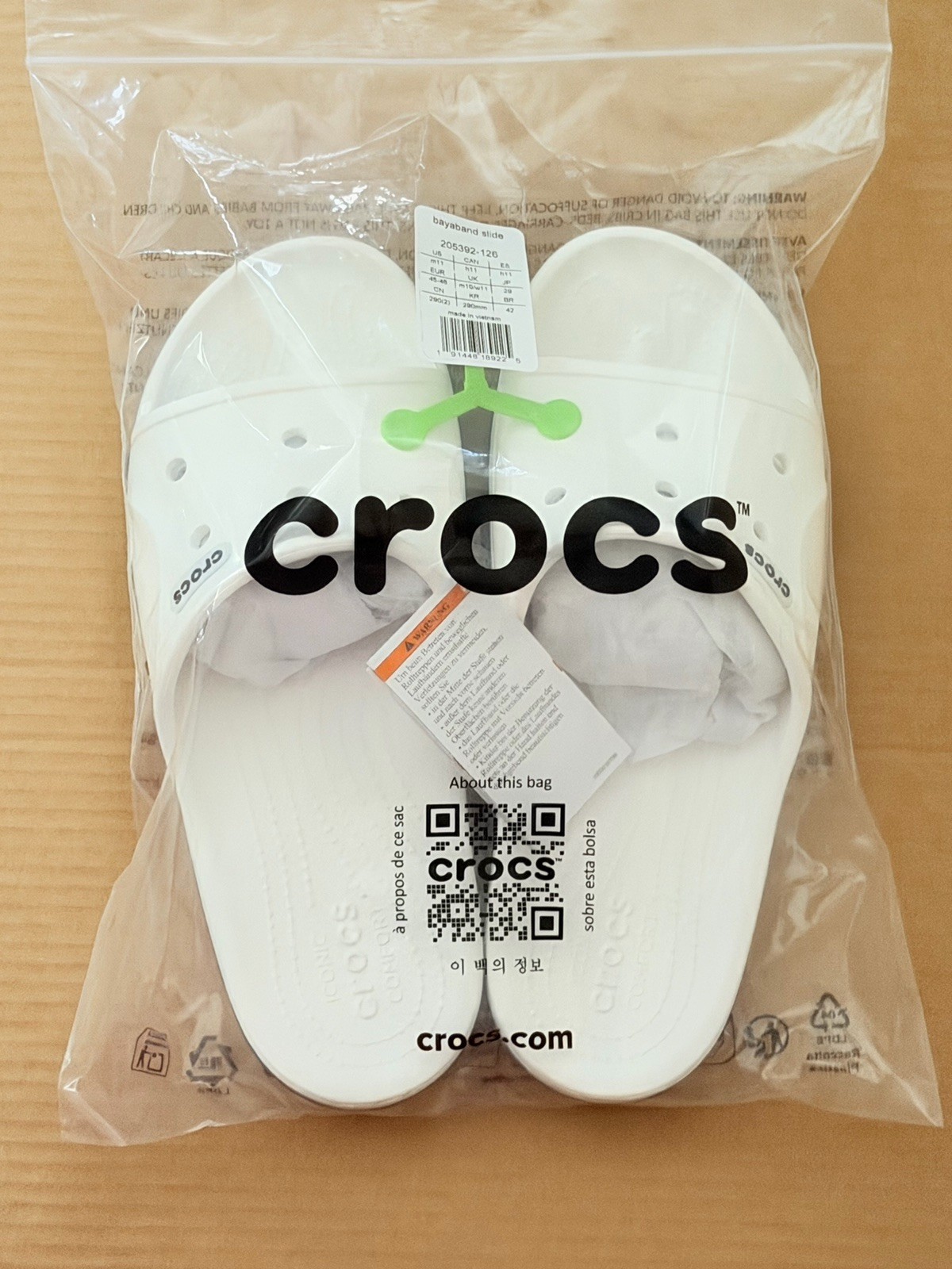 Crocs Unisex Bayaband Slide Sandals Men’s 11 | White/Black