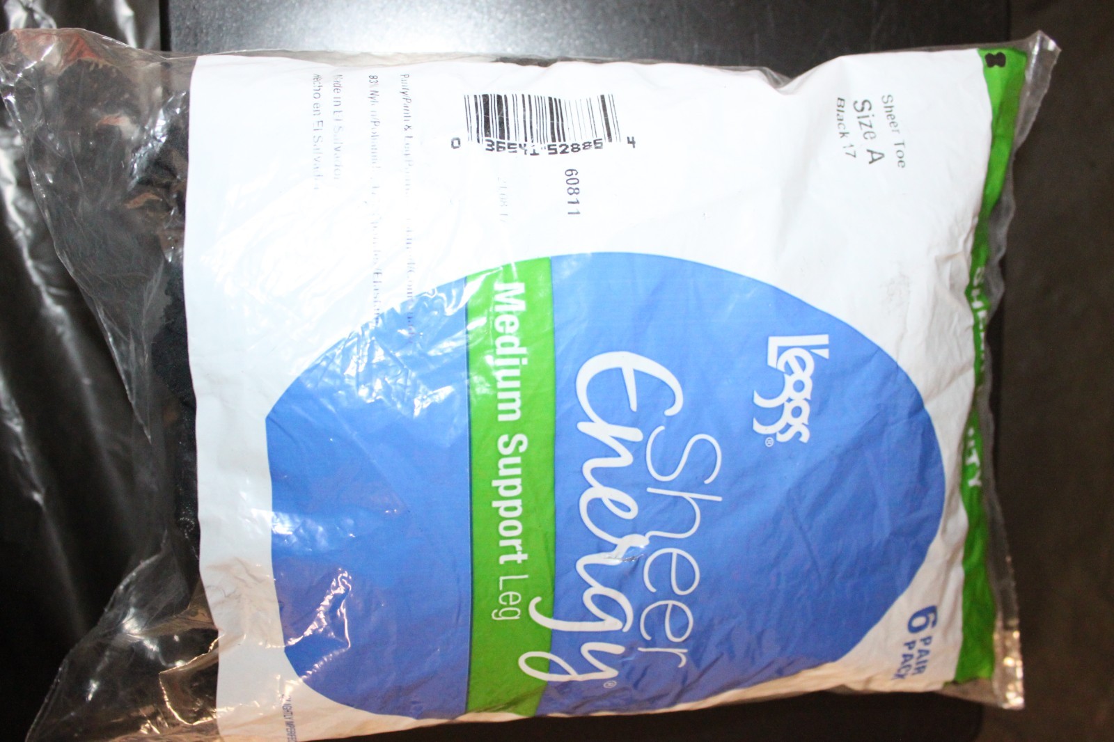 L’eggs Sheer Energy Medium Support Leg Sheer Pantyhose 6 Pack Size A Black 17
