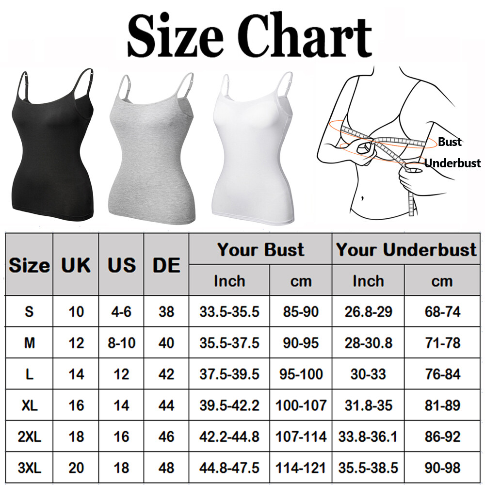 Women Sleeveless Cami with Built in Bra Adjustable Strap Camisole Tank Tops Vest